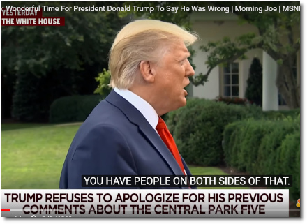 Donald Trump refuses to apologize for calling for the death of the exonerated Central Park Five when asked by April Ryan (19 June 2019)