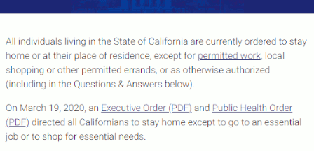 State of California Issues Stay-at-Home Executive Order N-33-20 by Gavin Newsom Governor (19 March 2020)