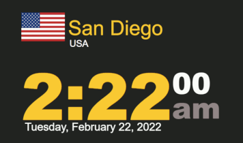 Timestamp Worldclock Tuesday 22 February 2022 at 2:22 am San Diego time