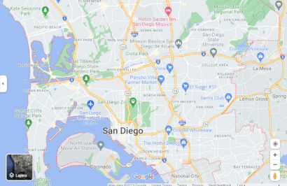 Google's map of San Diego (March 2023)