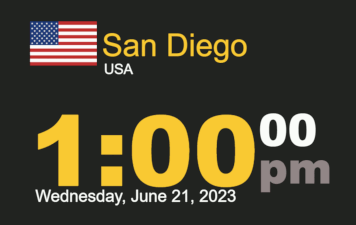 Timestamp Worldclock Wednesday 21 June 2023 at 1:00 pm in San Diego