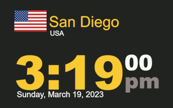Timestamp Worldclock Sunday 19 March 2023 at 3:19 pm San Diego, last day of winter
