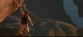 Tom Cruise rock-climbing at Dead Horse Point in Utah during intro to MI2 in 2000