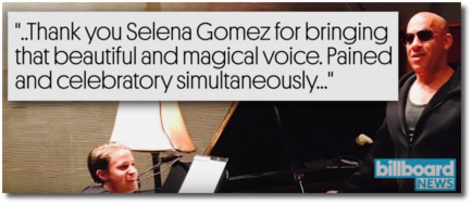 Vin Diesel thanks Selena Gomez for singing It Aint Me