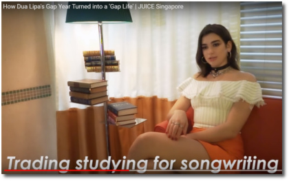 Just like Dylan Dua Lipa skips university for a year in order to write lyrics and sing songs