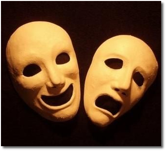 Greek comedy and tragedy masks